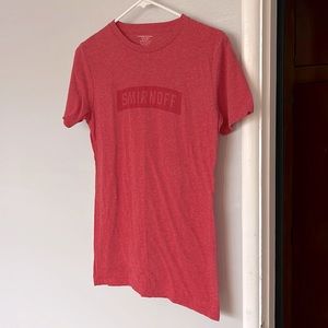 Smirnoff Womens L cotton heather red short sleeve scoop neck tee logo T-shirt